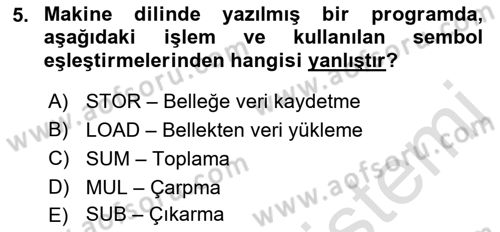 Bilgisayar Ve Programlamaya Giriş Dersi 2022 - 2023 Yılı Yaz Okulu Sınav Soruları 5. Soru