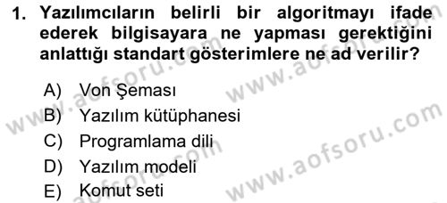Bilgisayar Ve Programlamaya Giriş Dersi Ara Sınavı Deneme Sınav Soruları 1. Soru