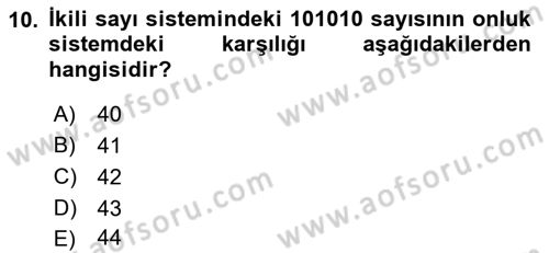 Bilgisayar Ve Programlamaya Giriş Dersi 2023 - 2024 Yılı (Vize) Ara Sınav Soruları 10. Soru