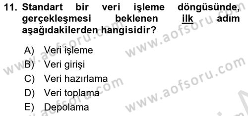 Bilgisayar Ve Programlamaya Giriş Dersi Ara Sınavı Deneme Sınav Soruları 11. Soru