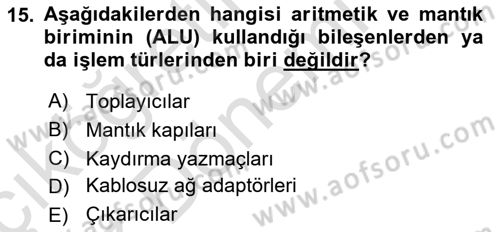 Bilgisayar Ve Programlamaya Giriş Dersi 2023 - 2024 Yılı (Vize) Ara Sınav Soruları 15. Soru