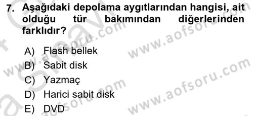 Bilgisayar Ve Programlamaya Giriş Dersi 2023 - 2024 Yılı (Vize) Ara Sınav Soruları 7. Soru