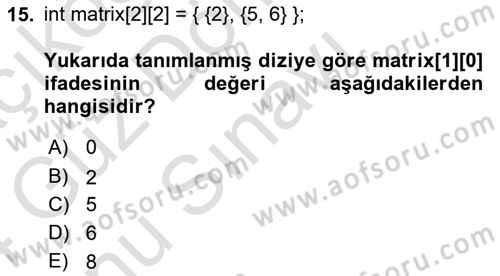 Bilgisayar Ve Programlamaya Giriş Dersi 2023 - 2024 Yılı (Final) Dönem Sonu Sınav Soruları 15. Soru