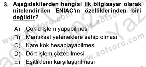 Bilgisayar Ve Programlamaya Giriş Dersi 2023 - 2024 Yılı Yaz Okulu Sınavı 3. Soru