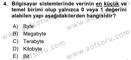 Bilgisayar Ve Programlamaya Giriş Dersi 2023 - 2024 Yılı Yaz Okulu Sınavı 4. Soru