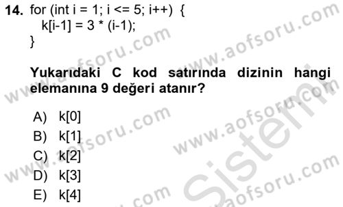 Bilgisayar Ve Programlamaya Giriş Dersi 2024 - 2025 Yılı (Final) Dönem Sonu Sınav Soruları 14. Soru
