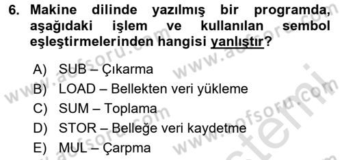 Bilgisayar Ve Programlamaya Giriş Dersi 2024 - 2025 Yılı Yaz Okulu Sınav Soruları 6. Soru