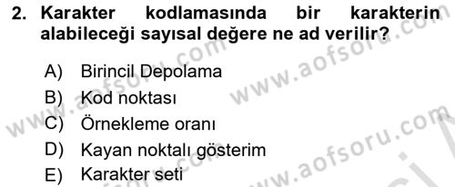 Bilgisayar Ve Programlamaya Giriş Dersi 2025 - 2026 Yılı (Final) Dönem Sonu Sınav Soruları 2. Soru