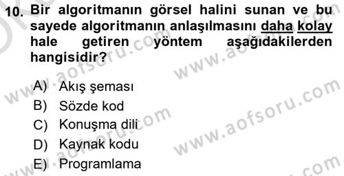 Bilgisayar Ve Programlamaya Giriş Dersi 2025 - 2026 Yılı Yaz Okulu Sınav Soruları 10. Soru