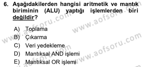 Bilgisayar Ve Programlamaya Giriş Dersi 2025 - 2026 Yılı Yaz Okulu Sınav Soruları 6. Soru
