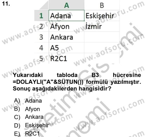 İşletme Analitiği Dersi 2016 - 2017 Yılı (Vize) Ara Sınav Soruları 11. Soru