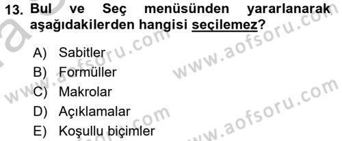 İşletme Analitiği Dersi 2016 - 2017 Yılı (Vize) Ara Sınav Soruları 13. Soru