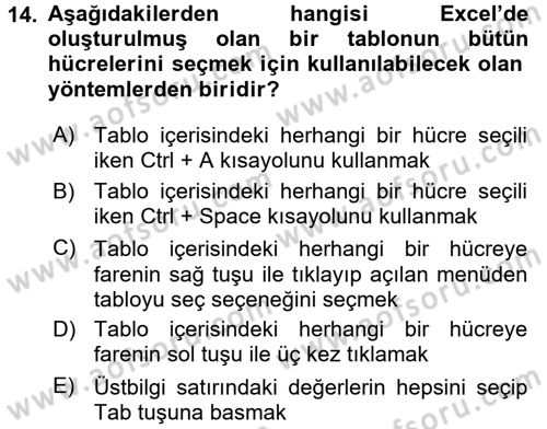 İşletme Analitiği Dersi 2016 - 2017 Yılı (Vize) Ara Sınav Soruları 14. Soru