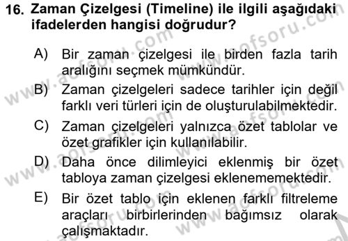 İşletme Analitiği Dersi 2016 - 2017 Yılı (Vize) Ara Sınav Soruları 16. Soru
