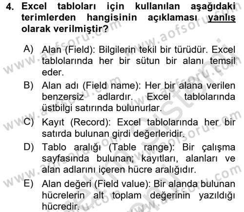 İşletme Analitiği Dersi 2016 - 2017 Yılı (Final) Dönem Sonu Sınav Soruları 4. Soru