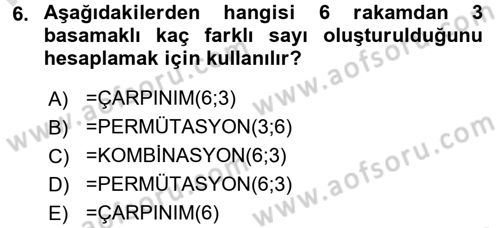 İşletme Analitiği Dersi 2016 - 2017 Yılı (Final) Dönem Sonu Sınav Soruları 6. Soru