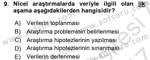 İşletme Analitiği Dersi 2016 - 2017 Yılı (Final) Dönem Sonu Sınav Soruları 9. Soru