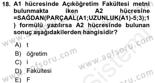 İşletme Analitiği Dersi 2017 - 2018 Yılı (Vize) Ara Sınav Soruları 18. Soru
