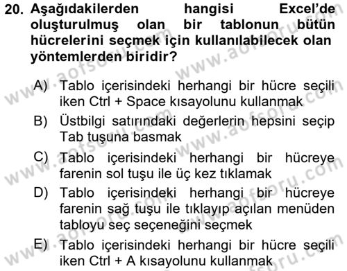 İşletme Analitiği Dersi 2017 - 2018 Yılı (Vize) Ara Sınav Soruları 20. Soru