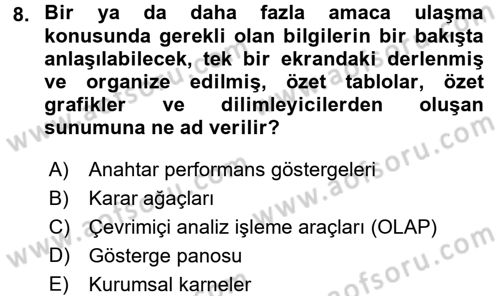 İşletme Analitiği Dersi 2017 - 2018 Yılı (Vize) Ara Sınav Soruları 8. Soru