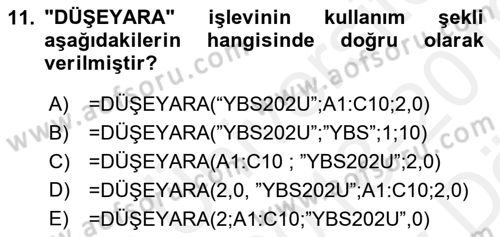 İşletme Analitiği Dersi 2018 - 2019 Yılı (Vize) Ara Sınav Soruları 11. Soru