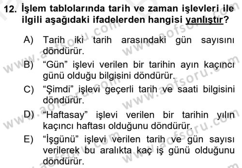 İşletme Analitiği Dersi 2018 - 2019 Yılı (Vize) Ara Sınav Soruları 12. Soru