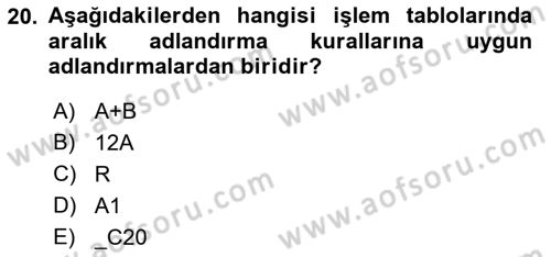 İşletme Analitiği Dersi 2018 - 2019 Yılı (Vize) Ara Sınav Soruları 20. Soru