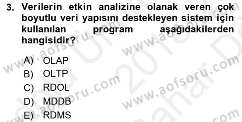 İşletme Analitiği Dersi 2018 - 2019 Yılı (Vize) Ara Sınav Soruları 3. Soru
