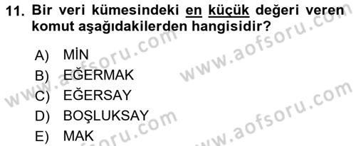 İşletme Analitiği Dersi 2018 - 2019 Yılı (Final) Dönem Sonu Sınav Soruları 11. Soru