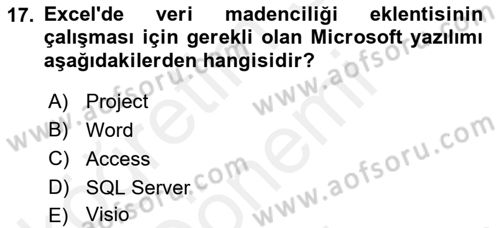 İşletme Analitiği Dersi 2018 - 2019 Yılı (Final) Dönem Sonu Sınav Soruları 17. Soru