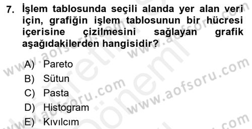 İşletme Analitiği Dersi 2018 - 2019 Yılı (Final) Dönem Sonu Sınav Soruları 7. Soru