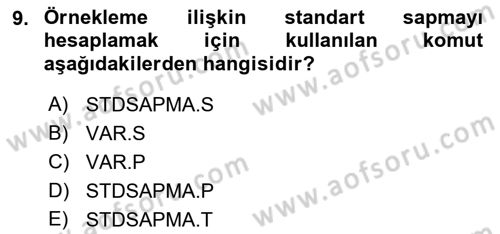 İşletme Analitiği Dersi 2018 - 2019 Yılı (Final) Dönem Sonu Sınav Soruları 9. Soru