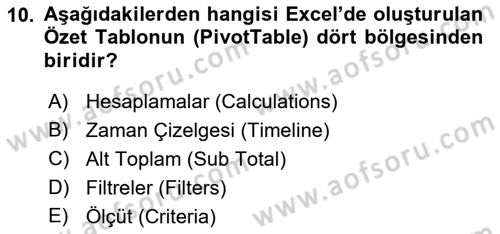 İşletme Analitiği Dersi 2018 - 2019 Yılı Yaz Okulu Sınav Soruları 10. Soru
