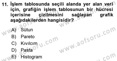 İşletme Analitiği Dersi 2018 - 2019 Yılı Yaz Okulu Sınav Soruları 11. Soru