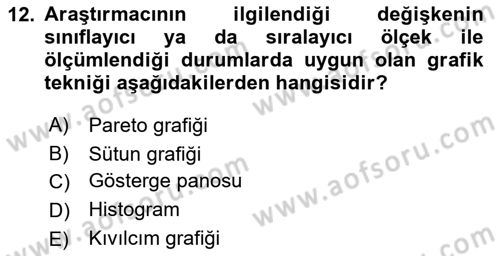 İşletme Analitiği Dersi 2018 - 2019 Yılı Yaz Okulu Sınav Soruları 12. Soru