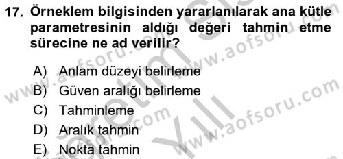 İşletme Analitiği Dersi 2018 - 2019 Yılı Yaz Okulu Sınav Soruları 17. Soru