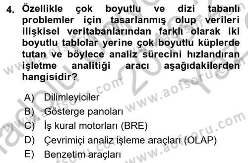 İşletme Analitiği Dersi 2018 - 2019 Yılı Yaz Okulu Sınav Soruları 4. Soru