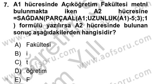 İşletme Analitiği Dersi 2018 - 2019 Yılı Yaz Okulu Sınav Soruları 7. Soru