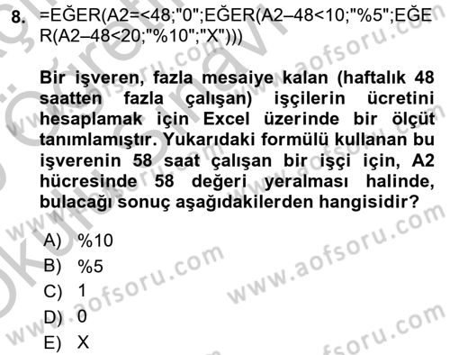 İşletme Analitiği Dersi 2018 - 2019 Yılı Yaz Okulu Sınav Soruları 8. Soru