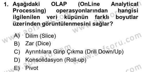 İşletme Analitiği Dersi 2020 - 2021 Yılı Yaz Okulu Sınav Soruları 1. Soru