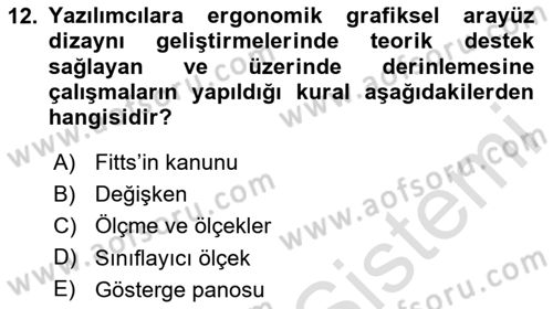 İşletme Analitiği Dersi 2020 - 2021 Yılı Yaz Okulu Sınav Soruları 12. Soru