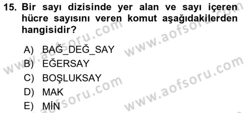 İşletme Analitiği Dersi 2020 - 2021 Yılı Yaz Okulu Sınav Soruları 15. Soru