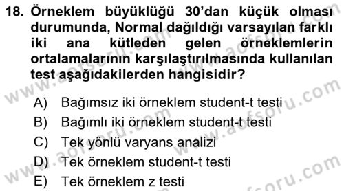 İşletme Analitiği Dersi 2020 - 2021 Yılı Yaz Okulu Sınav Soruları 18. Soru