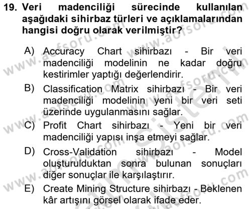 İşletme Analitiği Dersi 2020 - 2021 Yılı Yaz Okulu Sınav Soruları 19. Soru