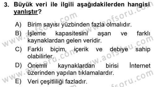 İşletme Analitiği Dersi 2020 - 2021 Yılı Yaz Okulu Sınav Soruları 3. Soru