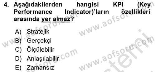 İşletme Analitiği Dersi 2020 - 2021 Yılı Yaz Okulu Sınav Soruları 4. Soru