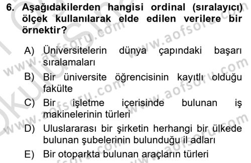 İşletme Analitiği Dersi 2020 - 2021 Yılı Yaz Okulu Sınav Soruları 6. Soru