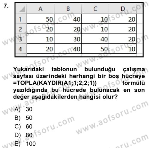 İşletme Analitiği Dersi 2020 - 2021 Yılı Yaz Okulu Sınav Soruları 7. Soru