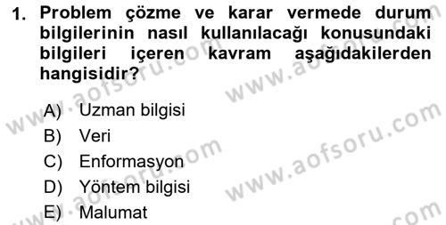 İşletme Analitiği Dersi 2021 - 2022 Yılı (Vize) Ara Sınav Soruları 1. Soru