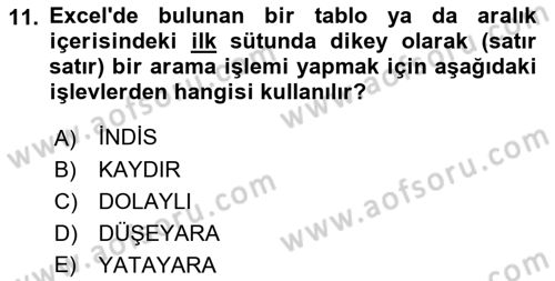 İşletme Analitiği Dersi 2021 - 2022 Yılı (Vize) Ara Sınav Soruları 11. Soru